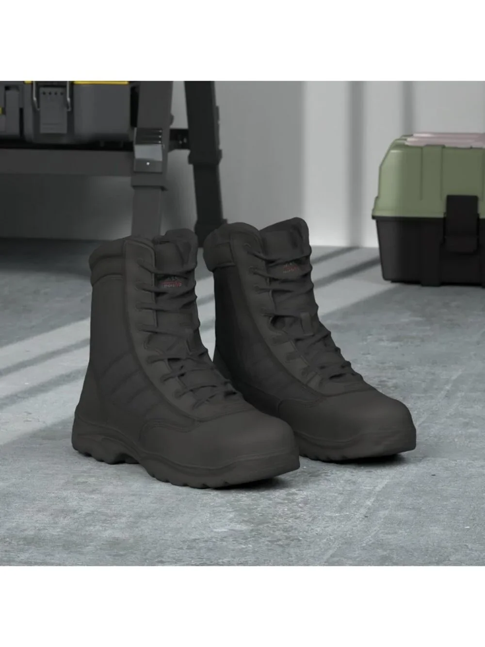 Men's Steel Toe Work Boots with Side Zipper | Slip Resistant Safety Boots for
